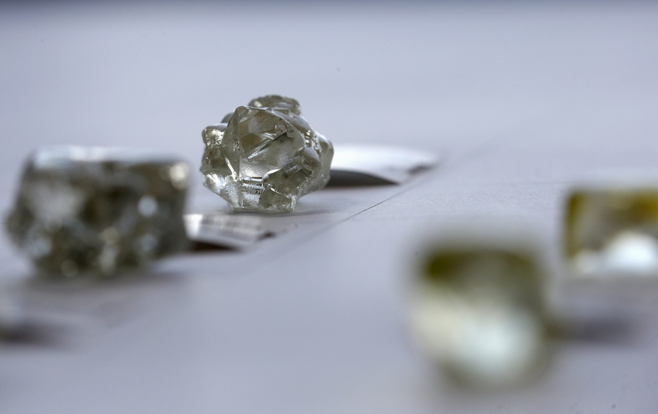 Diamonds are displayed at the De Beers Global Sightholder Sales (GSS) in Gaborone