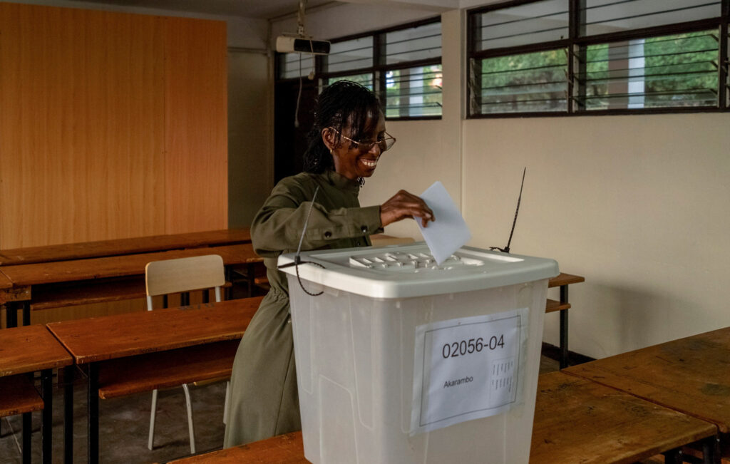 A voter casts her ballot at a polling centre during the presidential election in kigali rwanda july 15 2024 Reuters jean bizimana