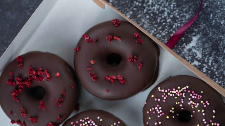 assorted donuts in a tray