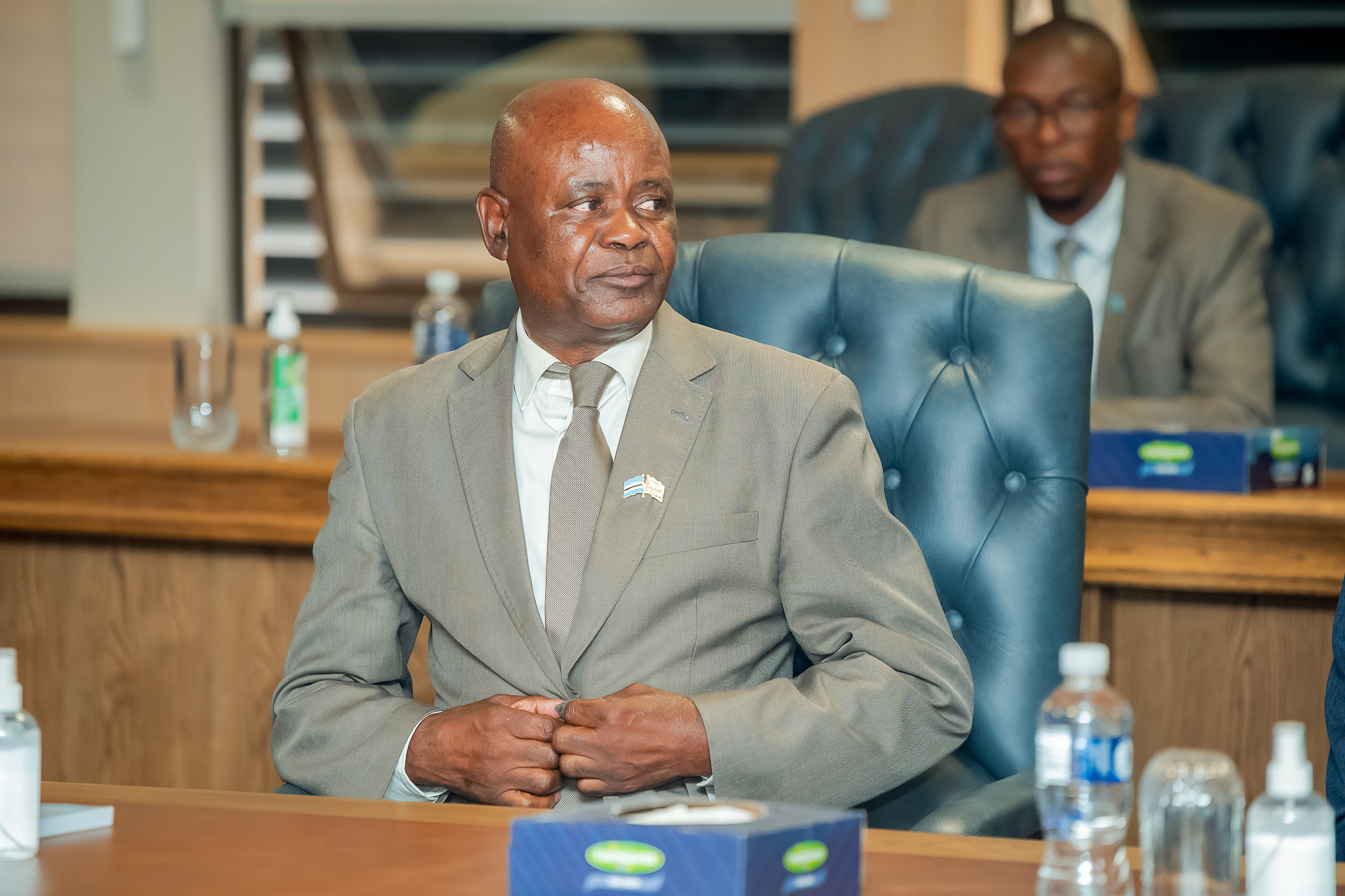 Rtd Major general pius mokgware minister of labour and home affairs of botswana at the swearing in ceremony for new cabinet ministers