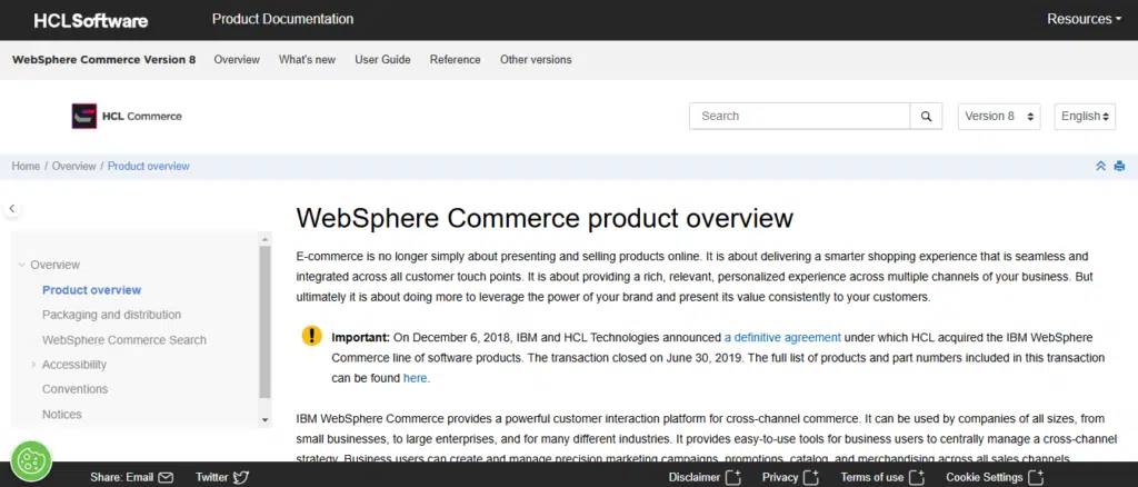 Websphere commerce